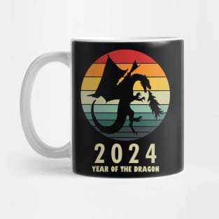 New Year 2024 Year Of The Dragon Retro Vintage New Year Mug